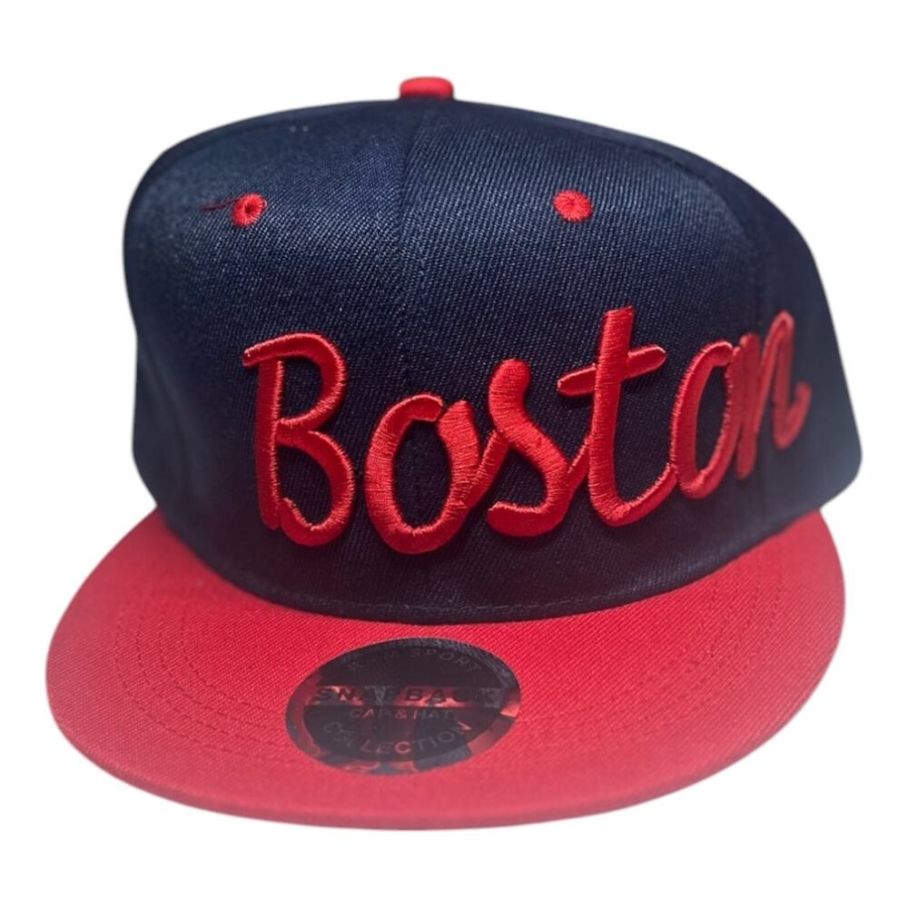 Boston Snap Back Cap Hat Embroidered Men Adjustable Flat Bill Red Sox Colors